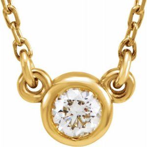 14K Yellow 1/10 CT Natural Diamond Bezel-Set 16-18" Necklace
